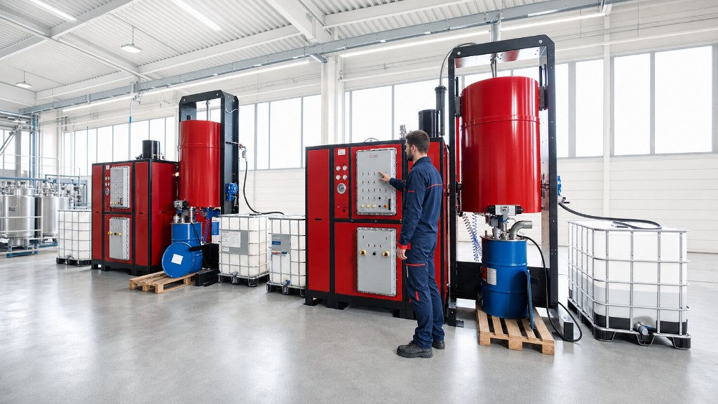 Impianti distillatori industriali Tattika installati in reparto con operatore